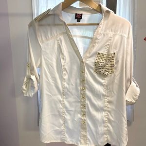 White bebe too with gold accents, small